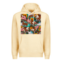 Pina Colada cow with aztec and sunflowers seamless pattern Premium Hoodie - FaDigitalArtStudio