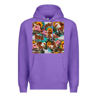 Purple cow with aztec and sunflowers seamless pattern Premium Hoodie - FaDigitalArtStudio