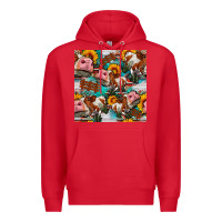 Red cow with aztec and sunflowers seamless pattern Premium Hoodie - FaDigitalArtStudio