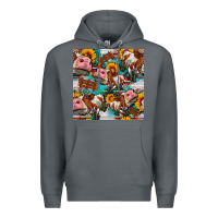 Rock cow with aztec and sunflowers seamless pattern Premium Hoodie - FaDigitalArtStudio