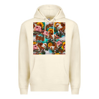 Sandshell cow with aztec and sunflowers seamless pattern Premium Hoodie - FaDigitalArtStudio