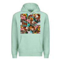 Seafoam cow with aztec and sunflowers seamless pattern Premium Hoodie - FaDigitalArtStudio
