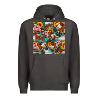 Smoke cow with aztec and sunflowers seamless pattern Premium Hoodie - FaDigitalArtStudio