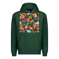 Sports Green cow with aztec and sunflowers seamless pattern Premium Hoodie - FaDigitalArtStudio