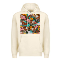 Tofu cow with aztec and sunflowers seamless pattern Premium Hoodie - FaDigitalArtStudio