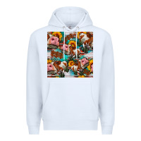 White cow with aztec and sunflowers seamless pattern Premium Hoodie - FaDigitalArtStudio