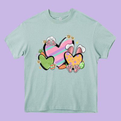 Easter Hearts Heavy Core Tee Designed By Maliassmallbusiness