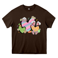 Chocolate Brown easter hearts Heavy Core Tee - MaliasSmallBusiness