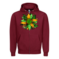 Burgundy St. Patrick's sunflower Zipper Hoodie - OliviaCreatesArt
