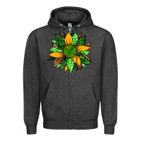 Charcoal Heather St. Patrick's sunflower Zipper Hoodie - OliviaCreatesArt