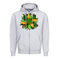 Heather Grey St. Patrick's sunflower Zipper Hoodie - OliviaCreatesArt