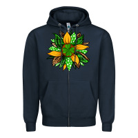Navy St. Patrick's sunflower Zipper Hoodie - OliviaCreatesArt