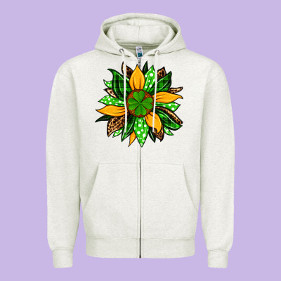 St. Patrick's Sunflower Zipper Hoodie Designed By Oliviacreatesart