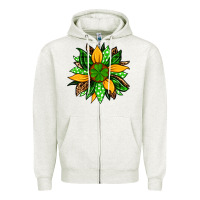 Oatmeal Heather St. Patrick's sunflower Zipper Hoodie - OliviaCreatesArt