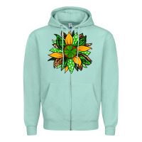 Seafoam St. Patrick's sunflower Zipper Hoodie - OliviaCreatesArt