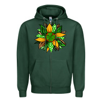Sports Green St. Patrick's sunflower Zipper Hoodie - OliviaCreatesArt