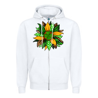 White St. Patrick's sunflower Zipper Hoodie - OliviaCreatesArt