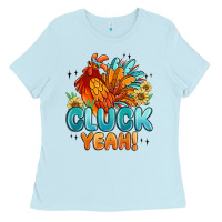 Baby Blue cluck yeah Ladies Tee - MaliasSmallBusiness