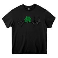 Black shamrock heartbeat Heavy Core Tee - MaliasSmallBusiness
