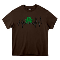 Chocolate Brown shamrock heartbeat Heavy Core Tee - MaliasSmallBusiness