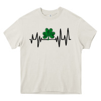 Cream shamrock heartbeat Heavy Core Tee - MaliasSmallBusiness