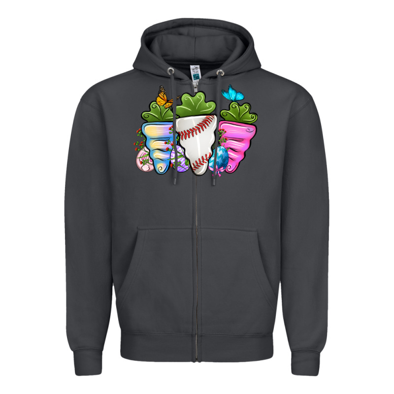 Easter Day Baseball Easter Sports Carrots Zipper Hoodie by OliviaCreatesArt | Teevron
