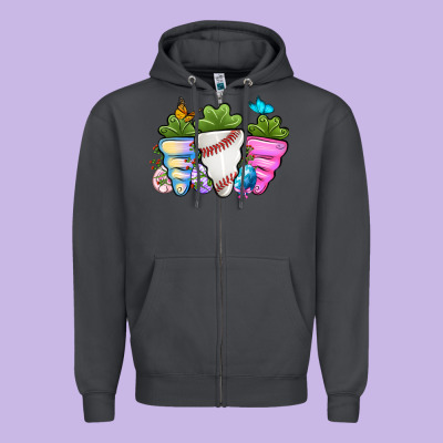 Easter Day Baseball Easter Sports Carrots Zipper Hoodie Designed By Oliviacreatesart