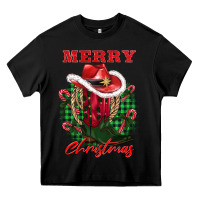 Black merry christmas boots hat rope Heavy Core Tee - AdoDesignShop