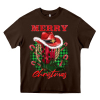 Chocolate Brown merry christmas boots hat rope Heavy Core Tee - AdoDesignShop