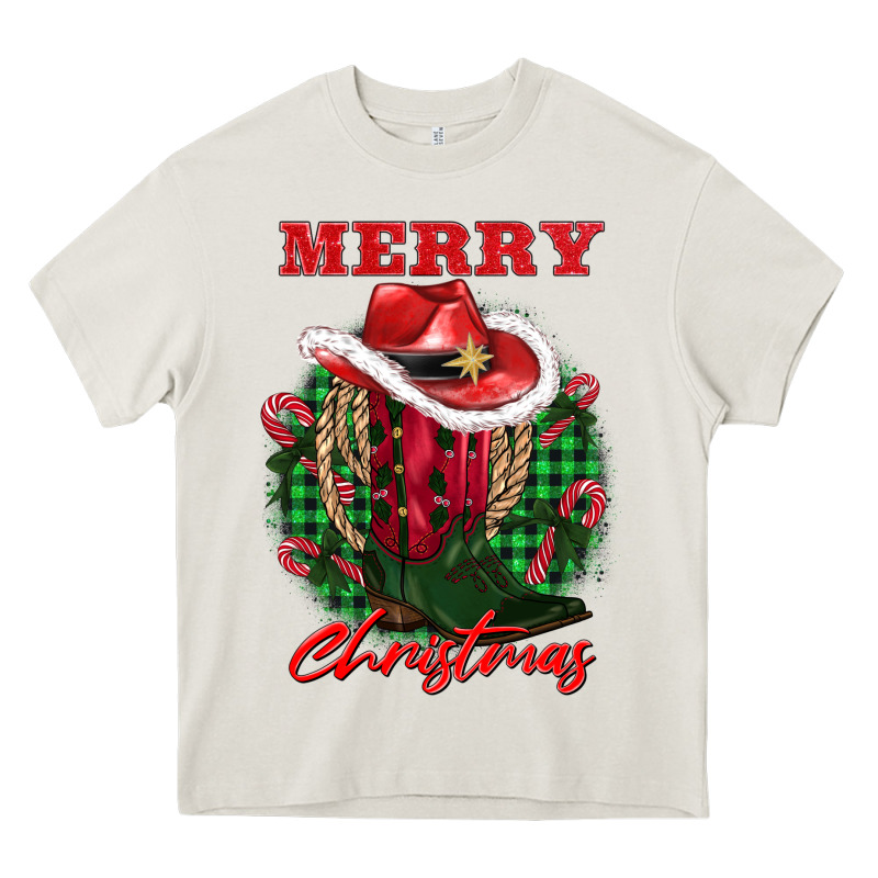 Merry Christmas Boots Hat Rope Heavy Core Tee by AdoDesignShop | Teevron