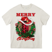 Cream merry christmas boots hat rope Heavy Core Tee - AdoDesignShop
