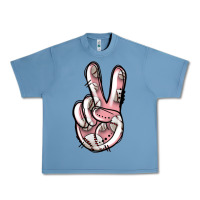 Pebble Blue baseball peace sign Urban Heavy Tee - Jasminsmagicworld