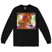 Black Mardi Gras crawfish Long Sleeve Tee - NancyCooperArtShop