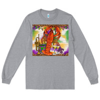 Heather Grey Mardi Gras crawfish Long Sleeve Tee - NancyCooperArtShop