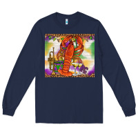 Navy Mardi Gras crawfish Long Sleeve Tee - NancyCooperArtShop