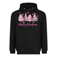 Black Merry Christmas Trees Heavyweight Hoodie - FaDigitalArtStudio