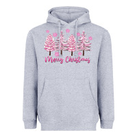 Heather Grey Merry Christmas Trees Heavyweight Hoodie - FaDigitalArtStudio
