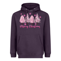 Plum Merry Christmas Trees Heavyweight Hoodie - FaDigitalArtStudio