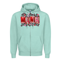 Seafoam Pink leopard mama Zipper Hoodie - FaDigitalArtStudio