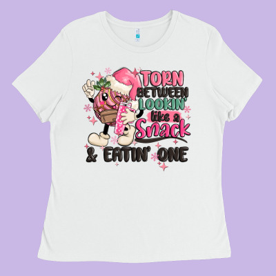 Torn Between Lookin' Like A Snack And Eatin' One Ladies Tee Designed By Maliassmallbusiness