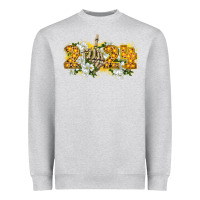 Heather Grey 2024 skeleton middle finger new year Heavyweight Sweatshirt - CowGirlArtShop