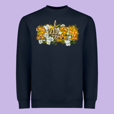 2024 Skeleton Middle Finger New Year Heavyweight Sweatshirt Designed By Cowgirlartshop