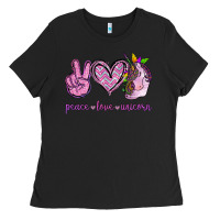 Black Peace Love Unicorn Ladies Tee - Jasminsmagicworld