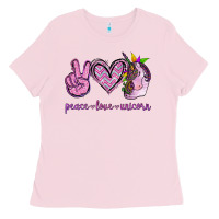 Bubblegum Pink Peace Love Unicorn Ladies Tee - Jasminsmagicworld