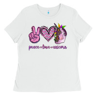 White Peace Love Unicorn Ladies Tee - Jasminsmagicworld