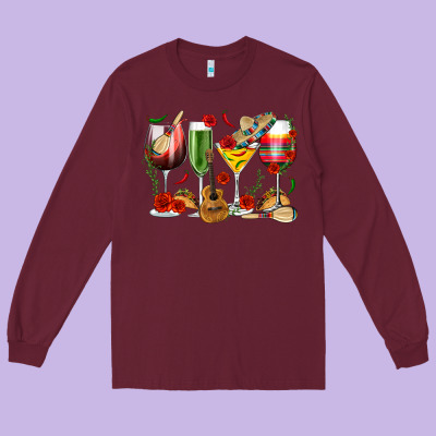 Mexico Wine Glasses Long Sleeve Tee Designed By Texasbilliewilder