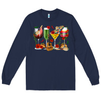 Navy Mexico Wine Glasses Long Sleeve Tee - texasbilliewilder