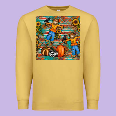 Fall Scarecrow Seamless Pattern Premium Sweatshirt Designed By Bundleandbundleshop