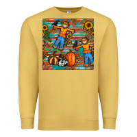 Antique Gold fall scarecrow seamless pattern Premium Sweatshirt - BundleAndBundleShop