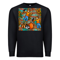 Black fall scarecrow seamless pattern Premium Sweatshirt - BundleAndBundleShop